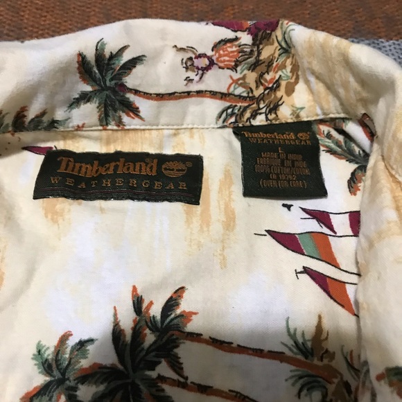 TIMBERLAND HAWAIIAN SHORT SLEEVE SHIRT SIZE L - Picture 5 of 6